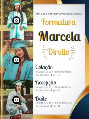 Convite de Formatura com Foto para Editar Online