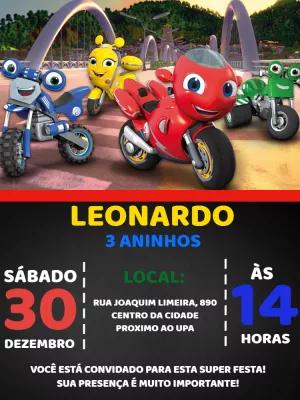 Convite de Aniversário Ricky Zoom com Motos para Editar Online