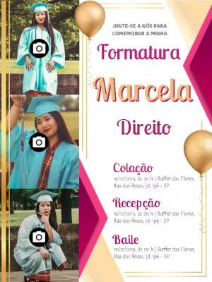 Convite de Formatura com Fotos para Editar Online