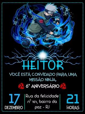 Convite Aniversário Naruto Kakashi para Editar Online