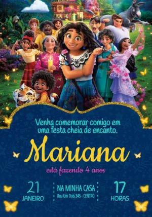 Convite de Aniversário Encanto com Personagens para Editar