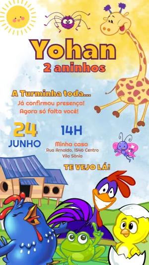 Convite de Aniversário Galinha Pintadinha Mini para Editar Online