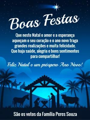 Cartão de Natal com Presépio Sagrada Família para Editar Online