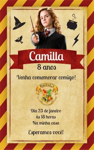Convite de Aniversário Hermione Harry Potter para Editar Online