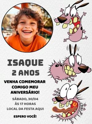 Convite Aniversário Coragem o Cão Covarde com Foto para Editar