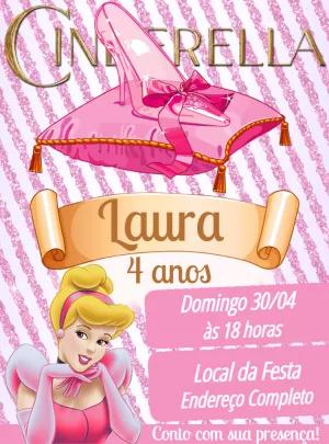 Convite de Aniversário Cinderela para Editar Online