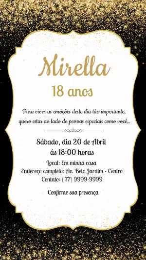 Convite de Aniversário Glitter Dourado para Editar Online