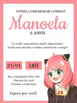 Convite de Aniversário Spy x Family com Anya para Editar Online