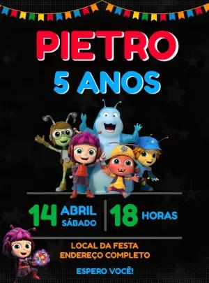 Convite de Aniversário Beat Bugs com Personagens para Editar Online