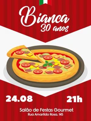 Convite de Aniversário Pizzaria para Editar Online
