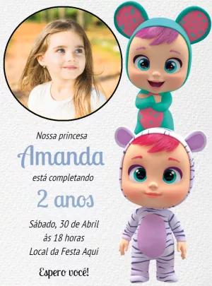 Convite Aniversário Cry Babies com Foto para Editar Online