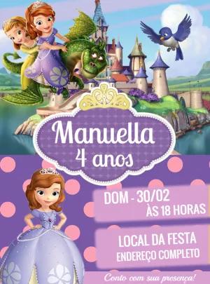 Convite de Aniversário Princesa Sofia para Editar Online
