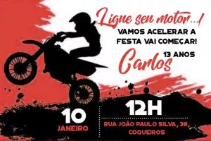 Convite de Aniversário Motocross Radical para Editar Online