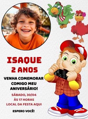 Convite Aniversário Cocoricó com Foto para Editar Online