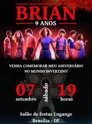 Convite de Aniversário Stranger Things para Editar Online
