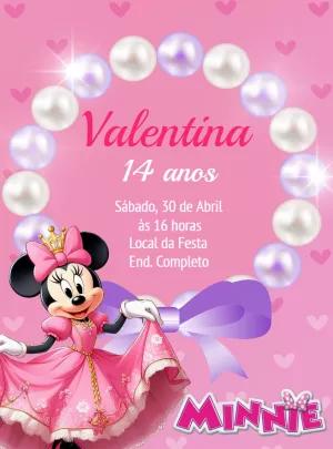 Convite Aniversário Minnie Realeza Editável Online