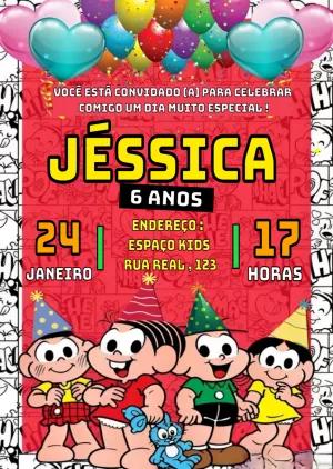 Convite de Aniversário Turma da Mônica para Editar Online