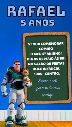 Convite Aniversário Buzz Lightyear Editável para Imprimir