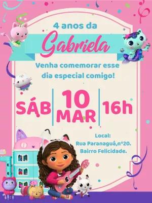 Convite Aniversário A Casa Mágica da Gabby para Editar Online