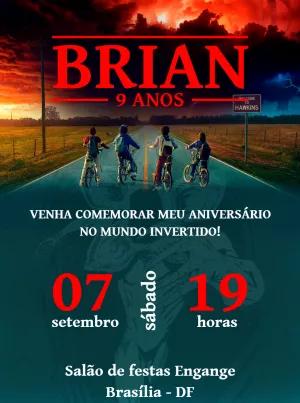Convite de Aniversário Stranger Things Mundo Invertido para Editar