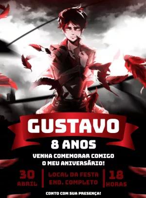 Convite de Aniversário Attack on Titan para Editar Online