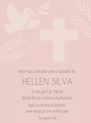 Convite de Batizado Rosa para Menina Editável Online