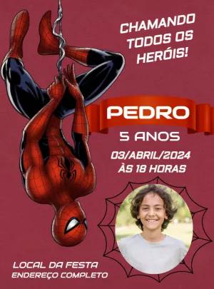 Convite Aniversário Homem Aranha com Foto para Editar Online