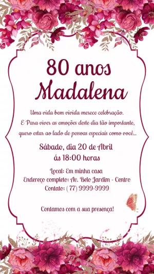 Convite de Aniversário Adulto Floral Elegante para Editar Online