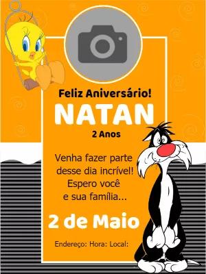 Convite Aniversário Piu Piu e Frajola com Foto para Editar