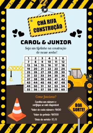 Rifa Editável Online Tema Construção para Imprimir