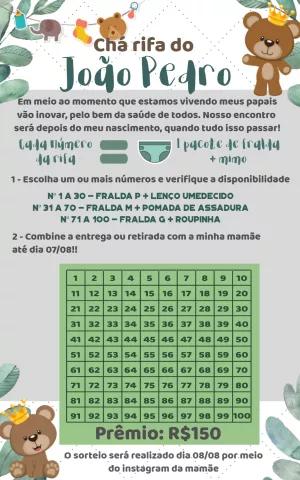 Chá Rifa Ursinho Príncipe: Convite Editável Online para Menino
