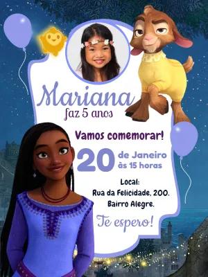 Convite Aniversário Wish com Foto para Editar Online