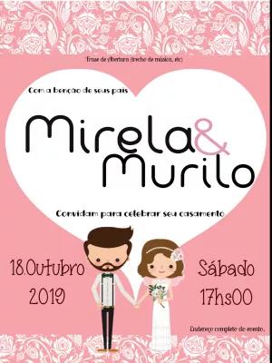 Convite de Casamento com Noivinhos Fofos para Editar Online