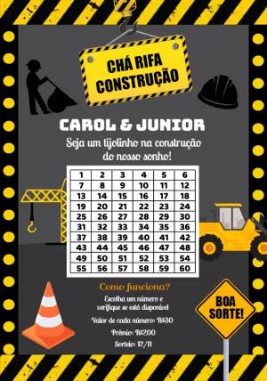 Chá Rifa Construção Editável Online para Imprimir e Enviar