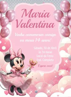 Convite de Aniversário Minnie Realeza para Editar Online