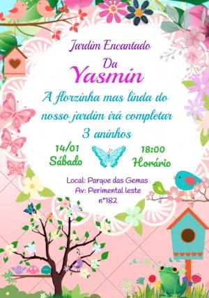 Convite Aniversário Jardim Encantado para Editar Online