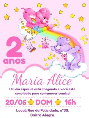 Convite de Aniversário Ursinhos Carinhosos para Editar Online