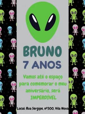 Convite de Aniversário Alienígena para Editar Online