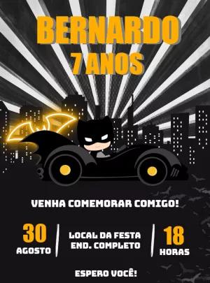 Convite de Aniversário Batman Cute Editável Online