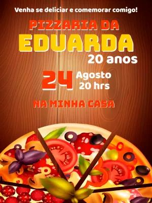 Convite de Aniversário Tema Pizzaria para Editar Online