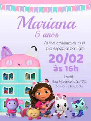 Convite de Aniversário A Casa Mágica da Gabby para Editar Online