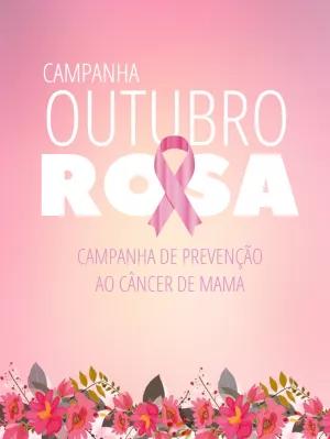 Arte Outubro Rosa com Laço e Flores para Editar Online
