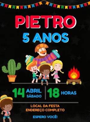 Convite Arraiá Mundo Bita para Aniversário para Editar Online