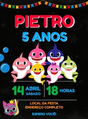 Convite de Aniversário Baby Shark para Editar Online
