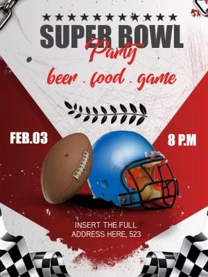 Editable Super Bowl Party Invitation with Football & Helmet