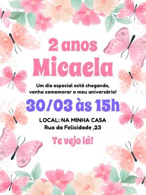 Convite Aniversário Jardim das Borboletas para Editar Online