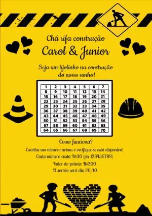 Rifa Chá de Construção Tema Obras para Editar e Imprimir
