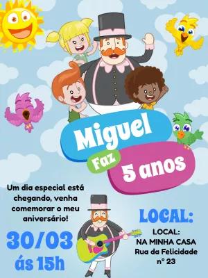 Convite de Aniversário Mundo Bita com Personagens para Editar