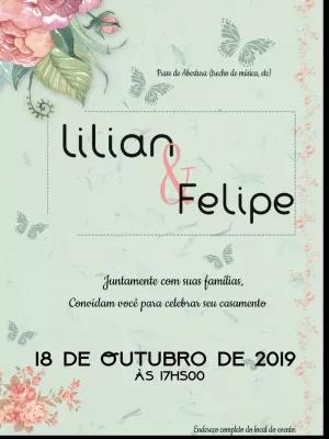 Convite de Casamento Floral com Borboletas para Editar Online