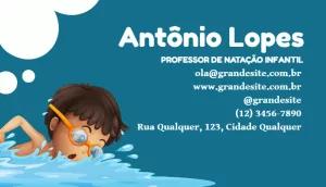 Cartão de Visita Professor de Natação Infantil Editável Online
